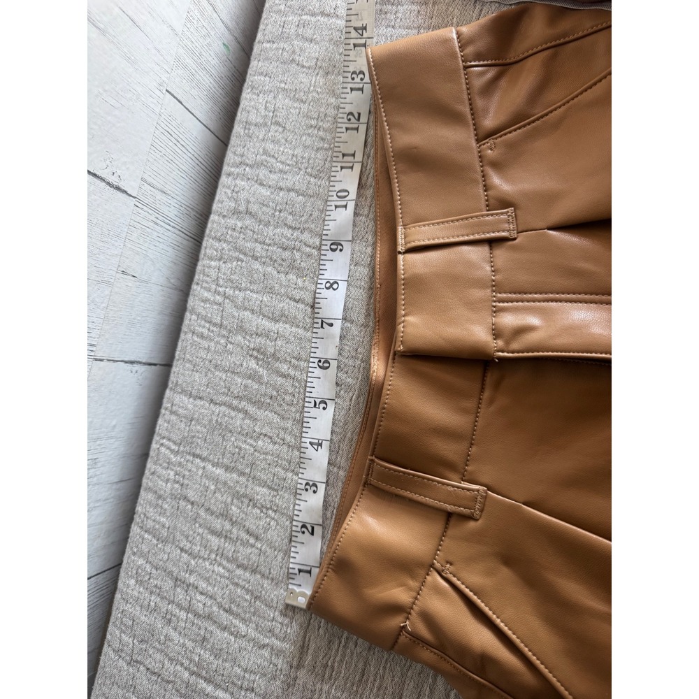 Abercrombie & Fitch Vegan Leather Pleated Shorts Tan Brown High Rise Small NEW - Picture 6 of 8